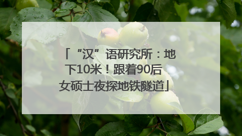 “汉”语研究所：地下10米！跟着90后女硕士夜探地铁隧道