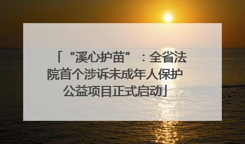 “溪心护苗”：全省法院首个涉诉未成年人保护公益项目正式启动