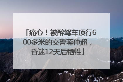 痛心！被醉驾车顶行600多米的交警蒋仲超，昏迷12天后牺牲