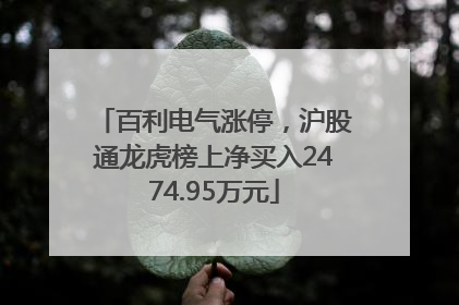 百利电气涨停，沪股通龙虎榜上净买入2474.95万元