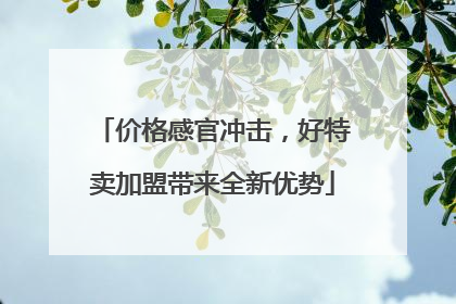 价格感官冲击，好特卖加盟带来全新优势