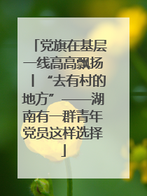 党旗在基层一线高高飘扬丨“去有村的地方”——湖南有一群青年党员这样选择