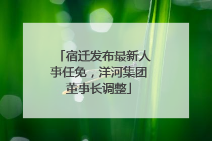 宿迁发布最新人事任免，洋河集团董事长调整