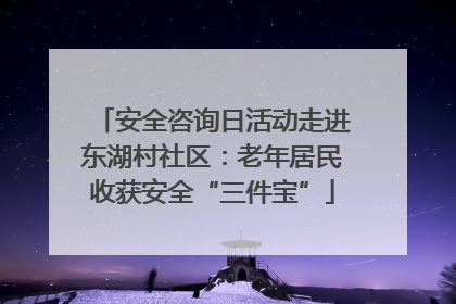 安全咨询日活动走进东湖村社区：老年居民收获安全“三件宝”