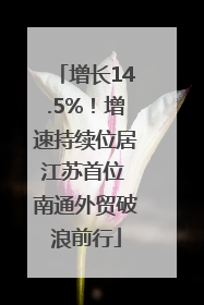 增长14.5%！增速持续位居江苏首位 南通外贸破浪前行