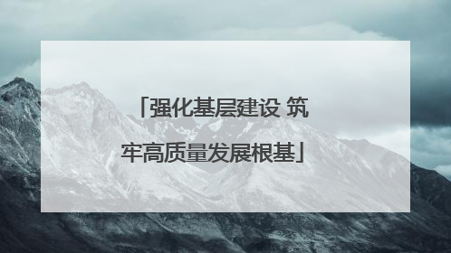 强化基层建设 筑牢高质量发展根基