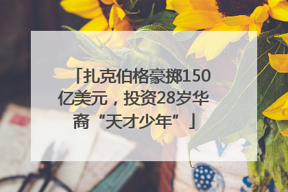 扎克伯格豪掷150亿美元，投资28岁华裔“天才少年”