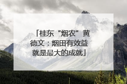 桂东“烟农”黄德文：烟田有效益就是最大的成就
