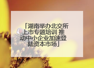 湖南举办北交所上市专题培训 推动中小企业加速登陆资本市场
