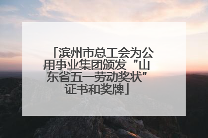 滨州市总工会为公用事业集团颁发“山东省五一劳动奖状”证书和奖牌