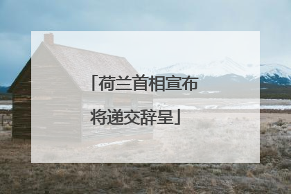 荷兰首相宣布将递交辞呈