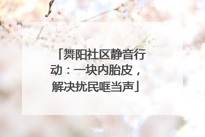 舞阳社区静音行动：一块内胎皮，解决扰民哐当声