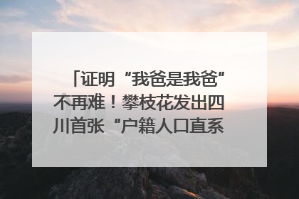 证明“我爸是我爸”不再难！攀枝花发出四川首张“户籍人口直系亲属关系谱”