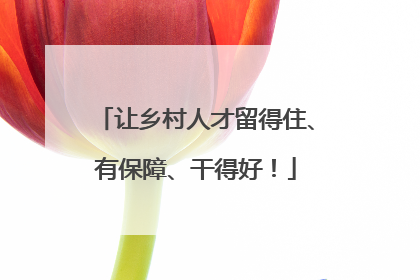 让乡村人才留得住、有保障、干得好！