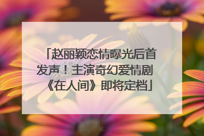 赵丽颖恋情曝光后首发声!主演奇幻爱情剧《在人间》即将定档