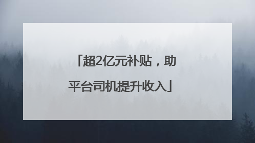 超2亿元补贴，助平台司机提升收入