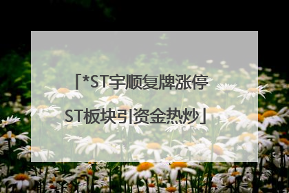 *ST宇顺复牌涨停 ST板块引资金热炒